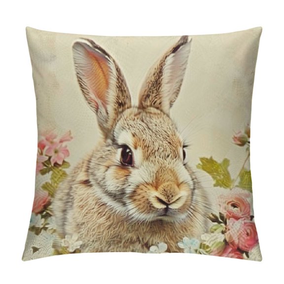 Set Easter Bunny Throw Pillow Cover, h Rabbit Spring Cushion Case Decoration for Sofa Couch
