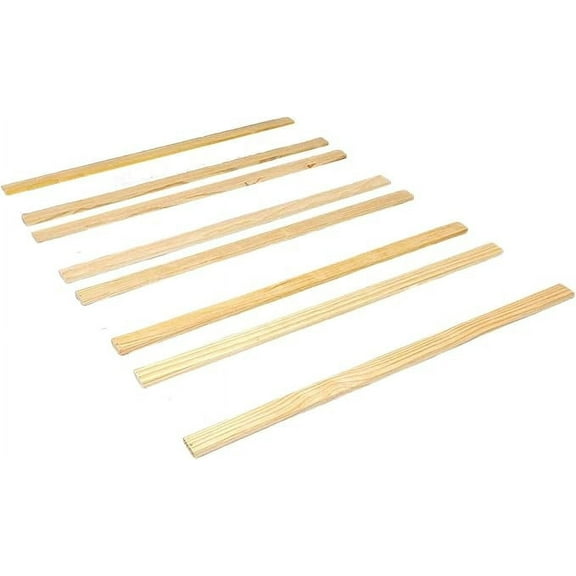 Set of Eight (8) 53 1/2 Inch Full/Double Size Solid Wood Support Bed Slatsfor Use Crib Conversion KitsPlatform Frame for MattressBunkie Board, Box Spring or Foundation Replacement Option