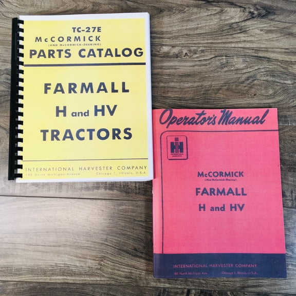 Set Farmall H Hv Tractor Operators And Parts Manual Catalog Owners Priority Ship