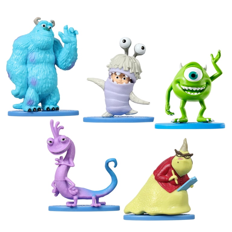 Set of Figures Inspired by Disney Pixar Monsters Inc Movie ~ Includes  Sulley, Mike, Boo, Randall and Roz ~ Each Figure Sits on It's own Base ~  Great for Imaginative Play and