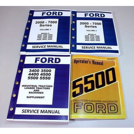 Set Ford 5500 Tractor Loader Backhoe Service Operator Manual Technical Repair