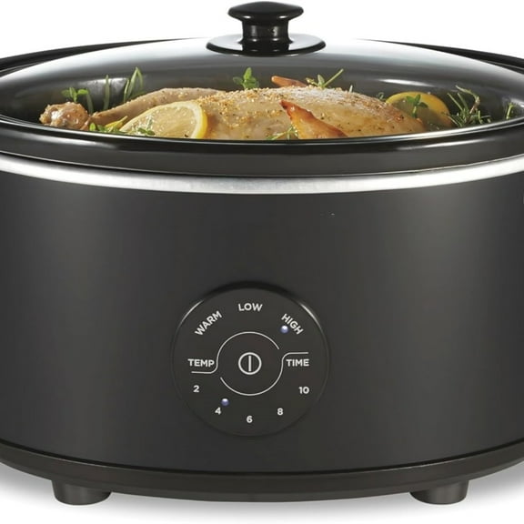 Set & Forget Programmable Slow Cooker, 15 Cooking Options With 5 Time and 3 Heat Options, Large Dishwasher Stoneware Crock and Glass