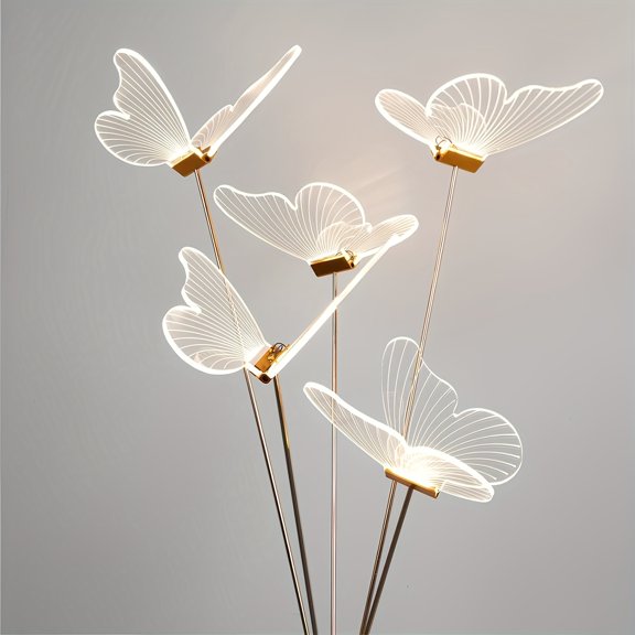 Set of Four Creative Butterfly Themed Floor Lamps with Acrylic Butterflies, Easy Installation for Atmosphere Enhancement, Ideal for Wedding, Stage, Party, and Photography Background Decor