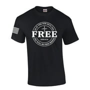 Set Free John 8:36 Nail Cross Redeemed Mens Christian Short Sleeve T-Shirt Graphic Tee-Black-small