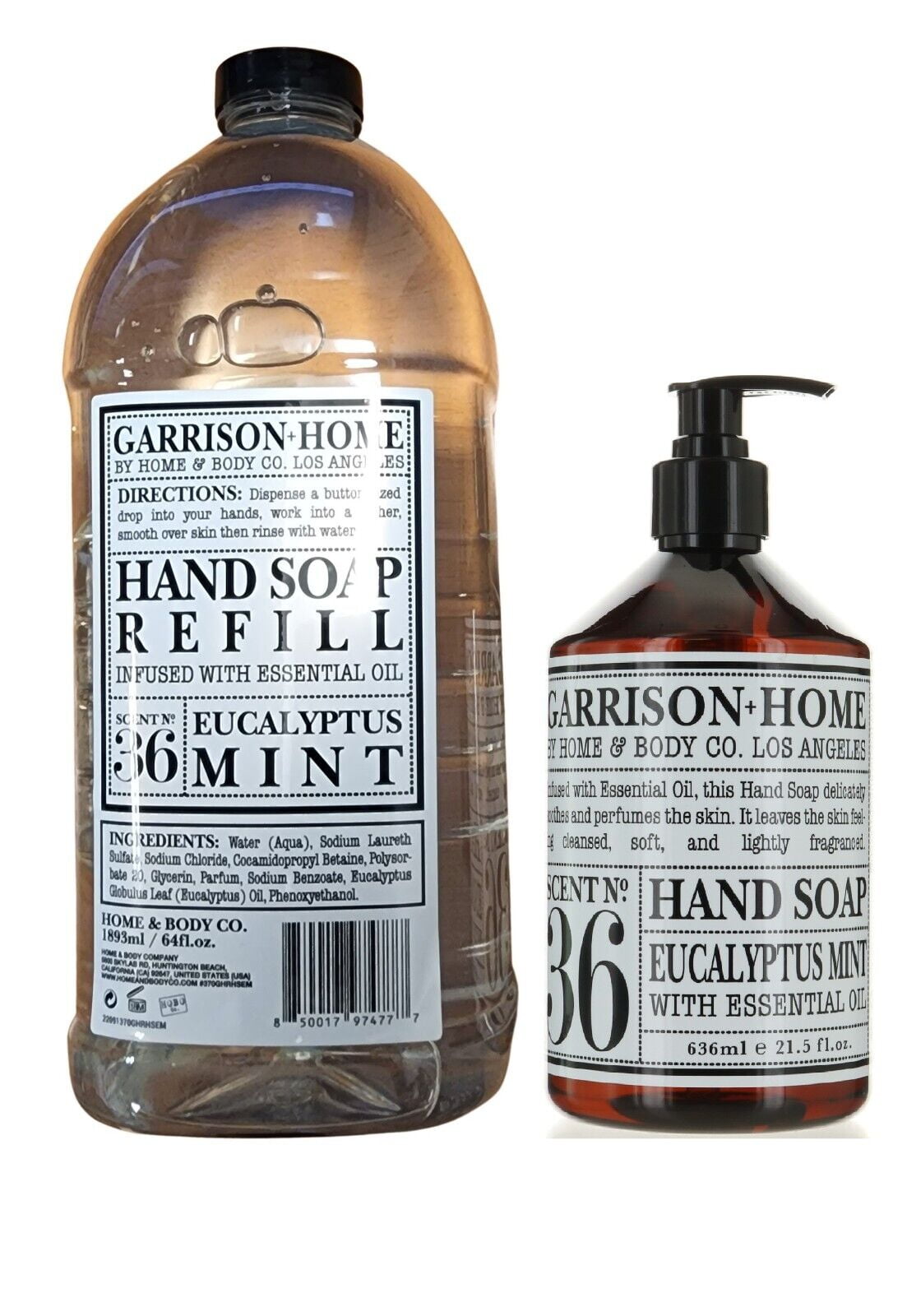 Set Garrison Home and Body Co Hand Soap Refill Infused with Essential
