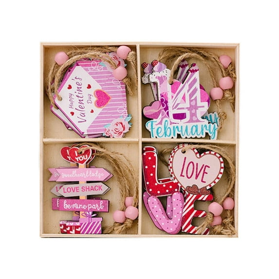 Set Of Heart Hangings, Wooden Holiday Decor, Wall Hanging Set, Seasonal Wooden Ornaments, Decorative Heart Set, Farmhouse Valentine Decor, Carved Heart Ornaments, Wood Decorations