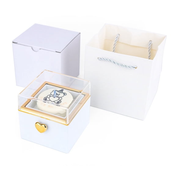 SHANLIDA Ring/Necklace Packaging Box, Invisible Rotating Jewelry Gift Box, Suitable for Surprising Romantic Proposals, Valentine's Day, Birthday, Anniversary, White