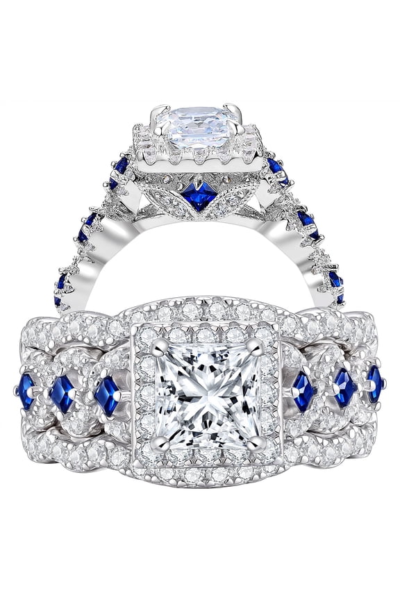 Set High-End Luxury Square Synthetic Zirconia Rings, Fashionable and Elegant Ladies' Rings for Proposal, Engagement, Wedding Accessories