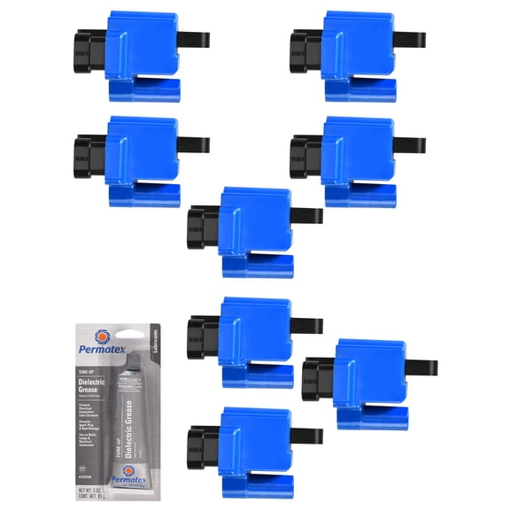 Set of High Performance Ignition Coils and Tune-Up Grease Compatible with 2007 Chevrolet Silverado 3500 Classic 8.1L V8 -cc 496ci Replacement for UF271