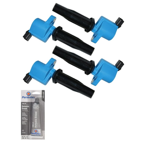 Set of High Performance Ignition Coils and Tune-Up Grease Compatible with 2010-2013 Ford Transit Connect 2.0L L4 1999cc 122ci Replacement for FD505,UF621