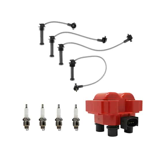 Set of ISA Energy Ignition Coil, 4 Spark Plugs and Wireset Compatible with 1995 Mercury Mystique 2.0L 1989CC 121Cu. In. l4 Replacement for FD487  SP411