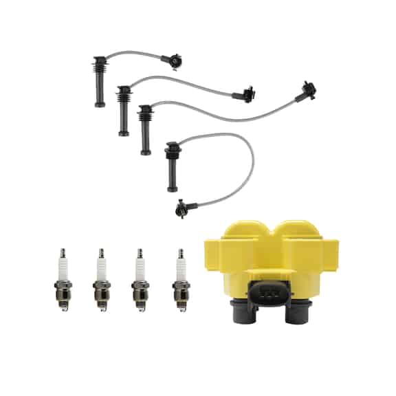 Set of ISA Heavy Duty Ignition Coil, 4 Spark Plug and Wireset Compatible with 1995 Mercury Mystique 2.0L 1989CC 121Cu. In. l4 Replacement for FD487  SP411