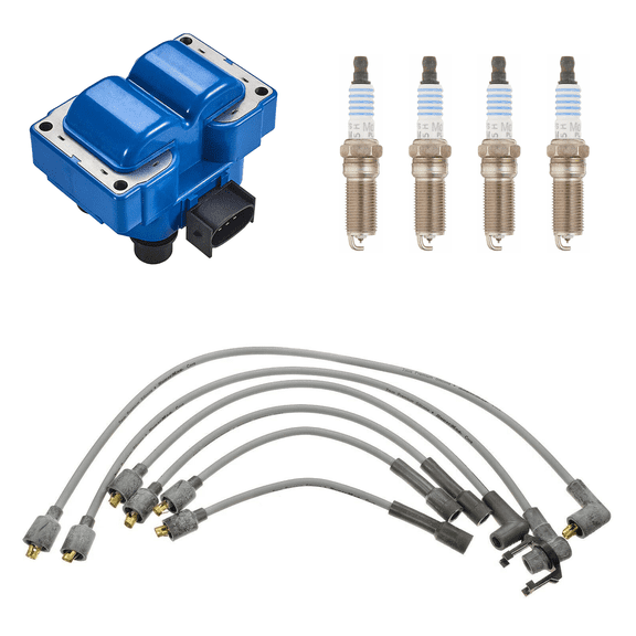 Set of ISA High Performance Ignition Coil, 4 Spark Plug and Wireset Compatible with 1995 Mercury Mystique 2.0L 1989CC 121Cu. In. l4 Replacement for FD487  SP411