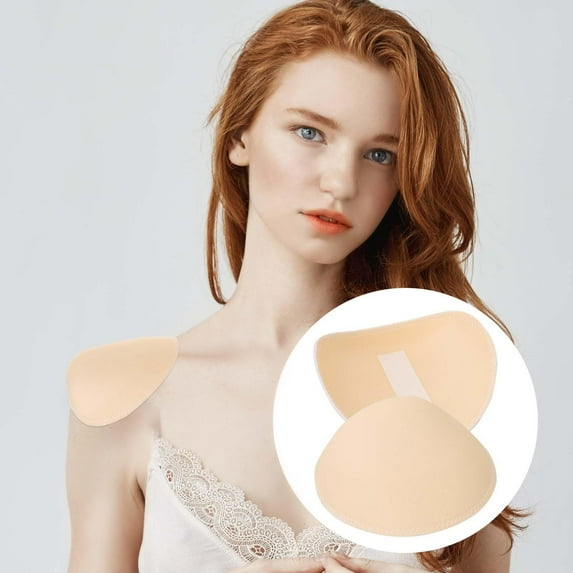 Set-In Shoulder Pads for Blazers, Suits & T-Shirts - Breathable Sponge Shoulder Enhancers for Women & Men - Improves Sloping, High-Low Shoulders - 2 Pack (4.72" x 4.33") - Skin, White Options