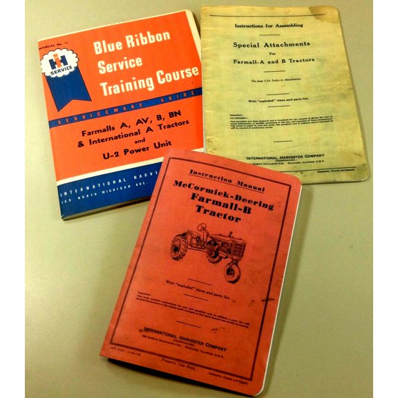 Set International Farmall B Bn Tractor Service Repair Owners Operators Manuals