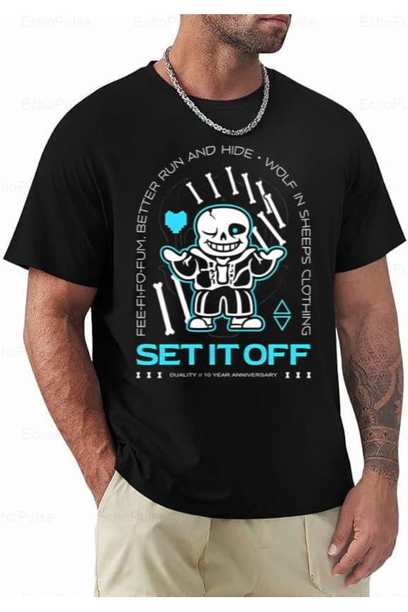 Set It Off Duality Anniversary Tour Undertale Sans Parody Rock Unisex T-Shirt, for men & women, up to size 5XL