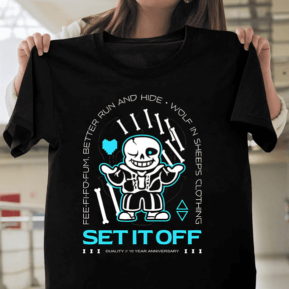 Set It Off Duality Anniversary Undertale Sans Tee Pop Punk Band Music Art V50237 Unisex T-Shirt, Size Up to 5XL