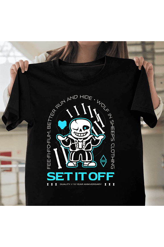 Set It Off Duality Anniversary Undertale Sans Tee Pop Punk Band Music Art V50237 Unisex T-Shirt, Size Up to 5XL