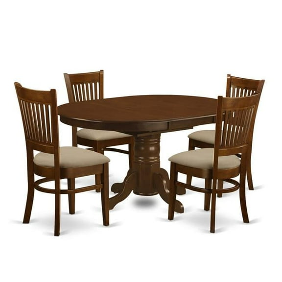 Set Kenley Kitchen Table with One Leaf & Four Upholstered Seat Chairs, Espresso - 18 in. - 5 Piece