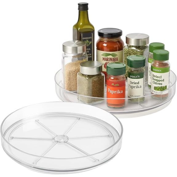 Set Lazy Susan - Lazy Susan Organizer 2-Pack - Rotating Cabinet & Spice Rack, Clear