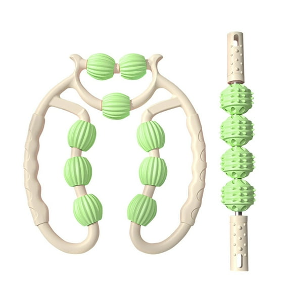 A Set Of Leg Clamp Massagers Roller Muscle Massager For Legs Including Nine Wheel Leg Clamps And Four Wheel Massage Sticks In Multiple Colors ,Light Green