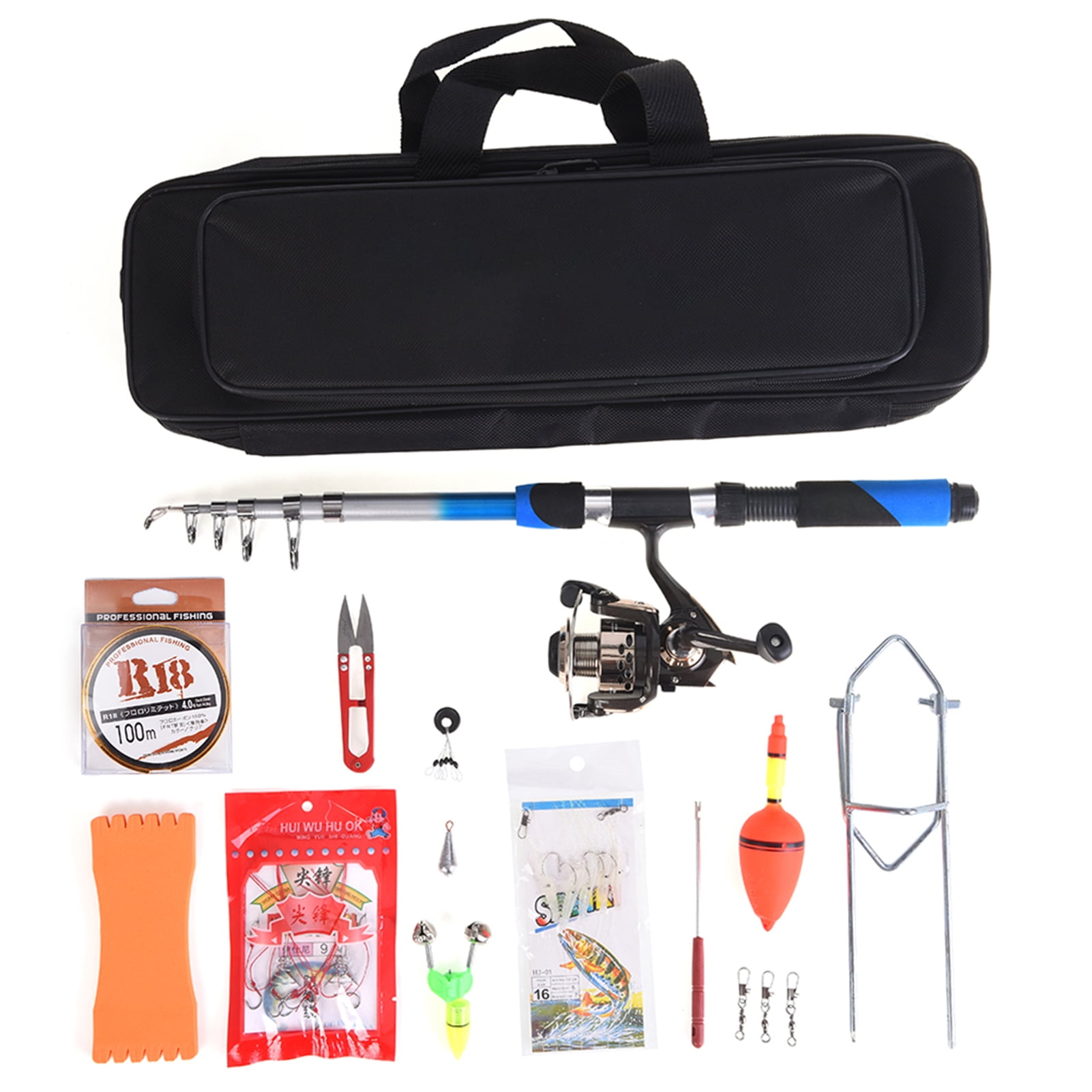 Set Lixada Fishing Tackle Set With 2.1m Telescopic Fiberglass Fishing Sea Rod  Fishing Reel Fishing Baits Hooks Fishing Bag Kit Seawater Freshwater Suits Professional