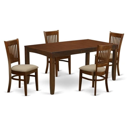 Set Lynfield with One Leaf & Four Cushioned Chairs, Espresso - 12 in. - 5 Piece