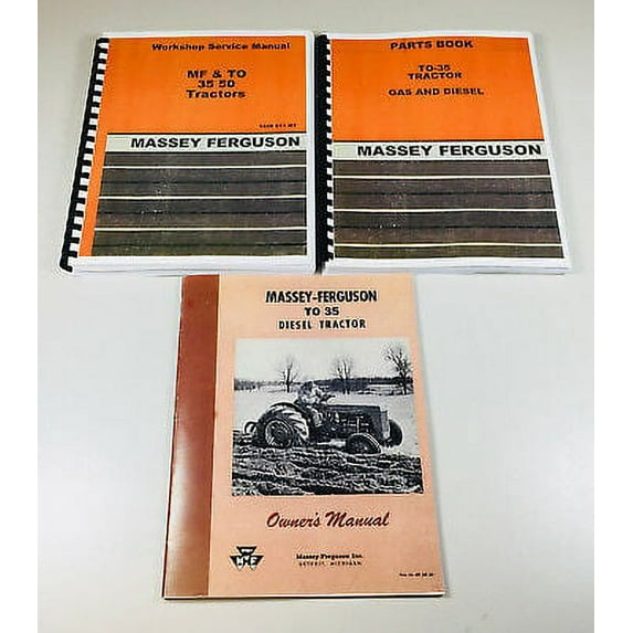 Set Massey Ferguson To 35 Diesel Tractor Service Operator Parts Manual Catalog