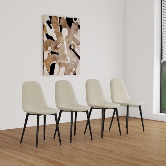 Set Modern Dining Chair | Set of 4 Black Fabric | Kitchen
