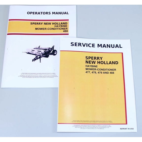 Set New Holland 488 Haybine Mower-Conditioner Service Operators Owners Manual
