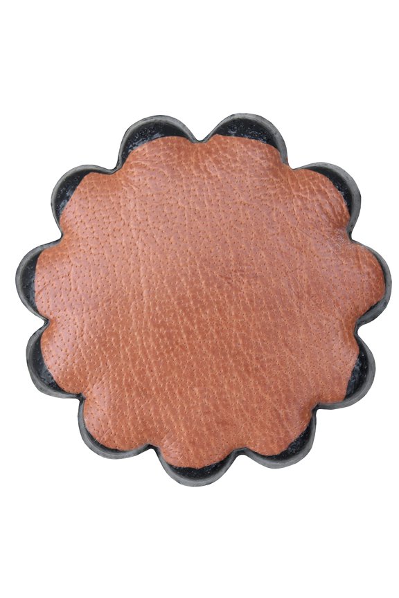 Set Of 06 Hilason Plain Scalloped Leather Rosette Concho Saddle Tack Tan 1-1/2"