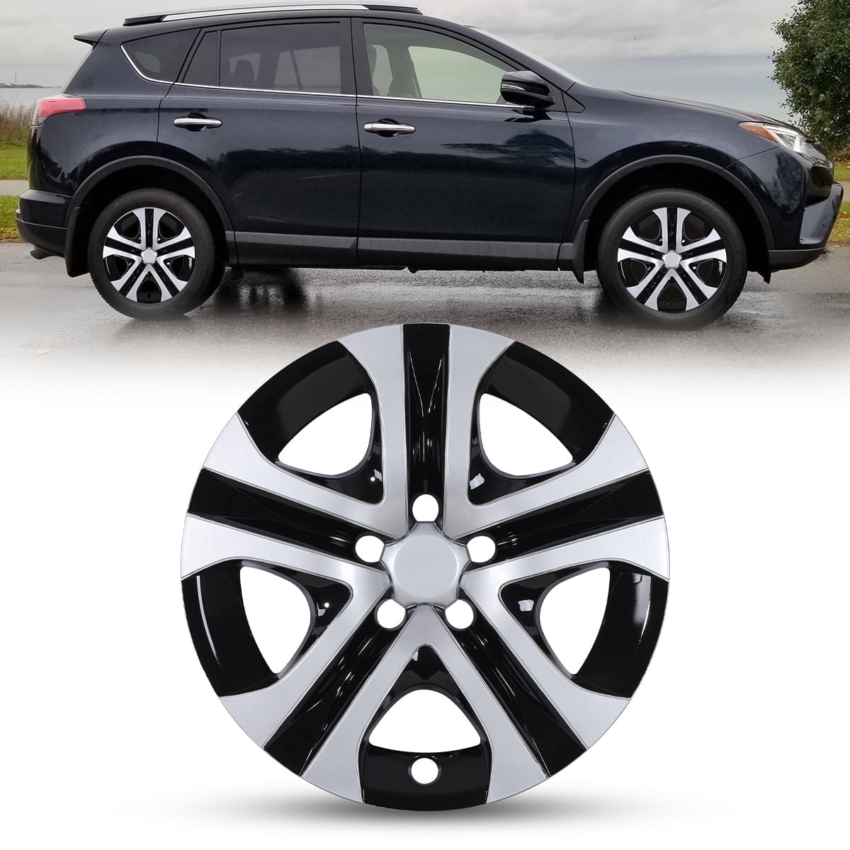(Set of 1) 17 inch Hubcaps Wheel Rims Cover for 2013-2018 Toyota Rav4，Not Fit for Winter Wheel Rims