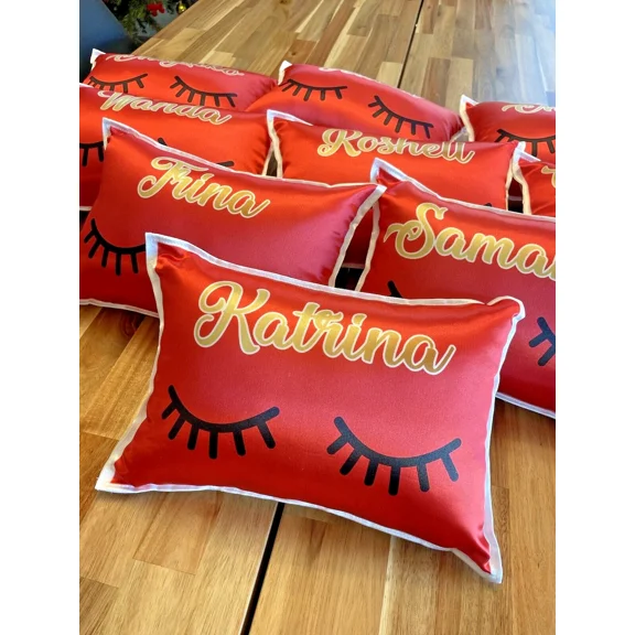 Set Of 1 - Personalized Eyelashe Pillow Slumber Party, Sleepover