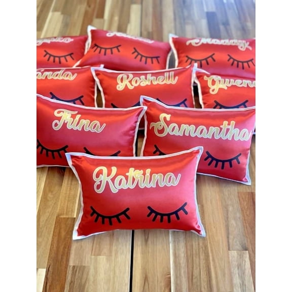 Set Of 1 - Personalized Eyelashe Pillow Slumber Party, Sleepover