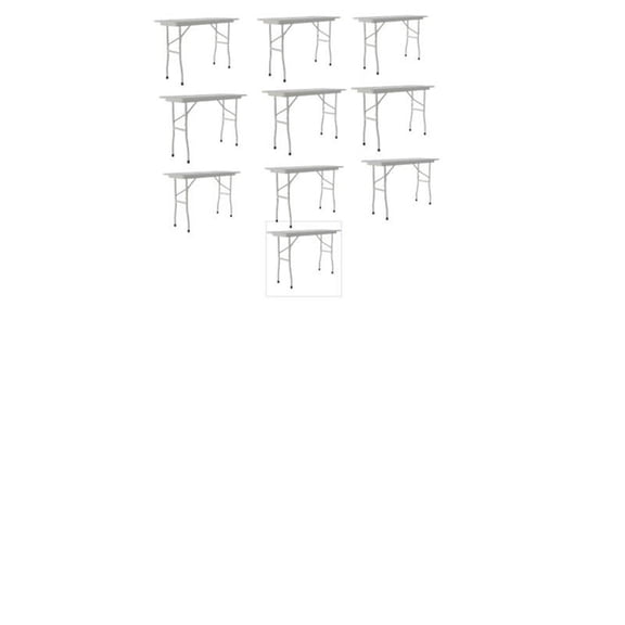 Set Of 10 18"W x 48"D Melamine Top Folding Table in Gray Granite