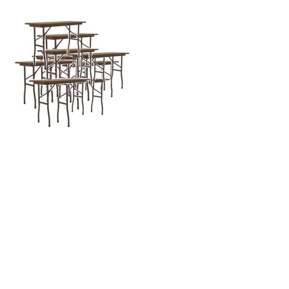 Set Of 10 18"W x 48"D Melamine Top Folding Table in Medium Oak