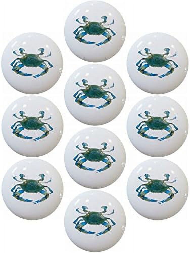 Set Of 10 Blue Crab Ceramic Drawer Knobs