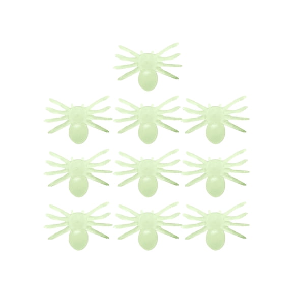 Set Of 10 Glow In The Dark Plastic Spider Prank Props Halloween Mini Hanging Decor For Party Trick Display Clear