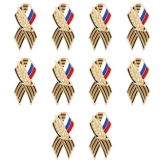 Set Of 10 Metal Emblems Brooche Pin With Wheat Stripe Texture Elegant Badges For Enhancing Outfit of Formal Gatherings
