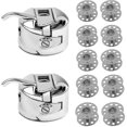 Set Of 10 Metal Sewing Machine Bobbins + 2 Bobbin Case For Toyota