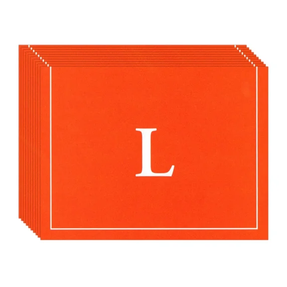 Set Of 10 Orange Monogram "L" Blank Note Cards + Envelopes By American Greetings