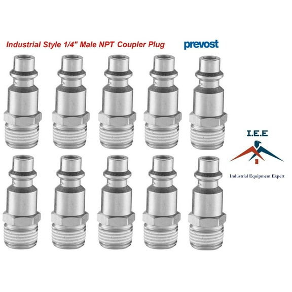 Set Of 10 Prevost High Quality Safety 1/4 Air Coupler Plug Male Industrial Style IRP 066251