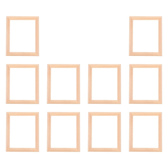 Set Of 10 Tiny Wooden Picture Frames Perfect For Miniature Doll House Decors Painting Projects