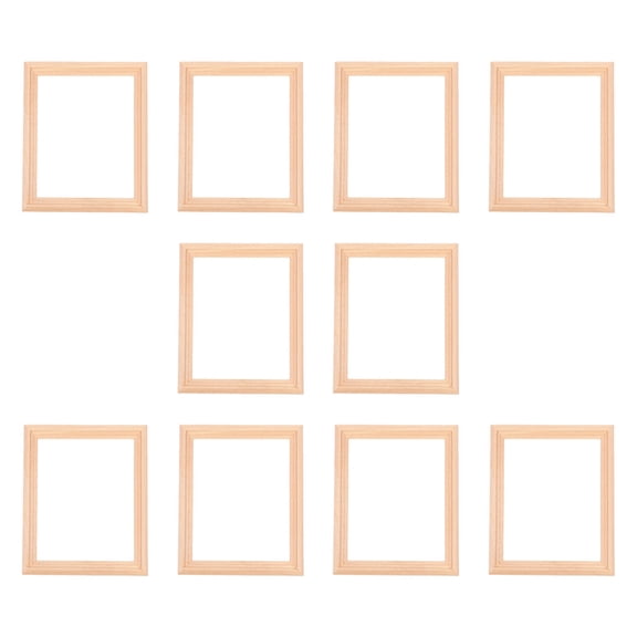 Set Of 10 Tiny Wooden Picture Frames Perfect For Miniature Doll House Decors Painting Projects