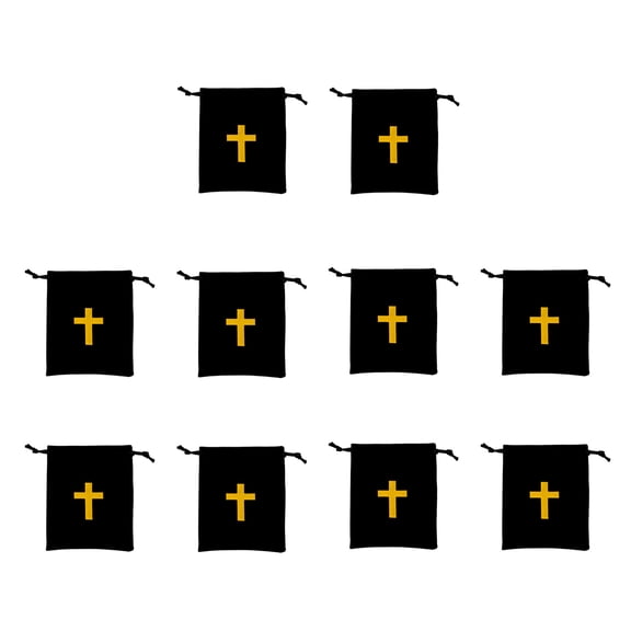 Set Of 10 Velvets Drawstring Pouches Crosses Designs Candy Bag For Jewelry Storage And Travel Needs Large Capacity Bag