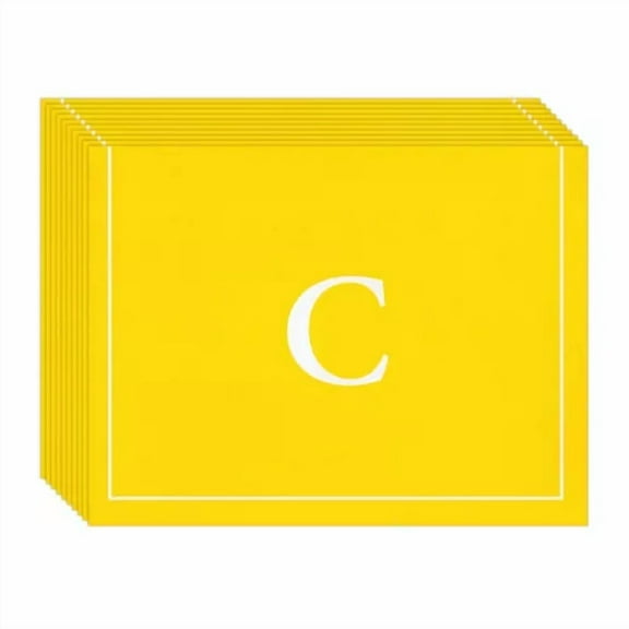 Set Of 10 Yellow Monogram "C" Blank Note Cards + Envelopes By American Greetings