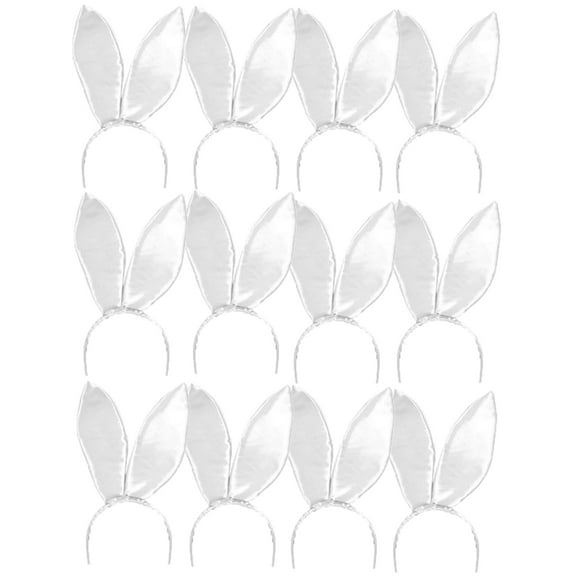Set Of 12 9.5" White Satin Easter Bunny Rabbit Costume Ears Costume Accessories