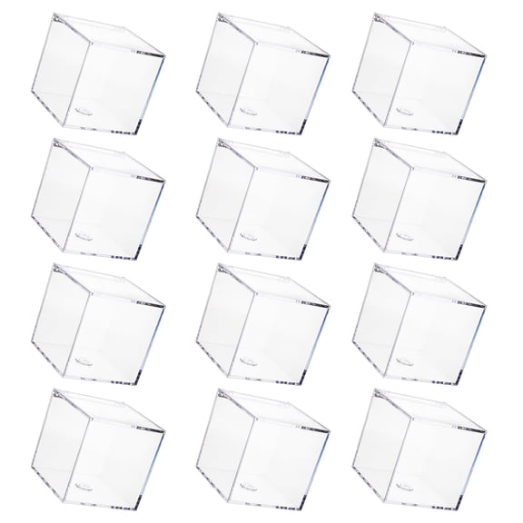 Set Of 12 Clear Dustproof Candy Packaging Boxes Plastic Storage Cases for Sweets and Cookie Square Cube Containers