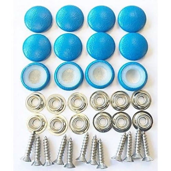 Set Of 12 Dura Snap Upholstery Buttons Ocean Blue Vinyl (#30-3/4" Diameter)