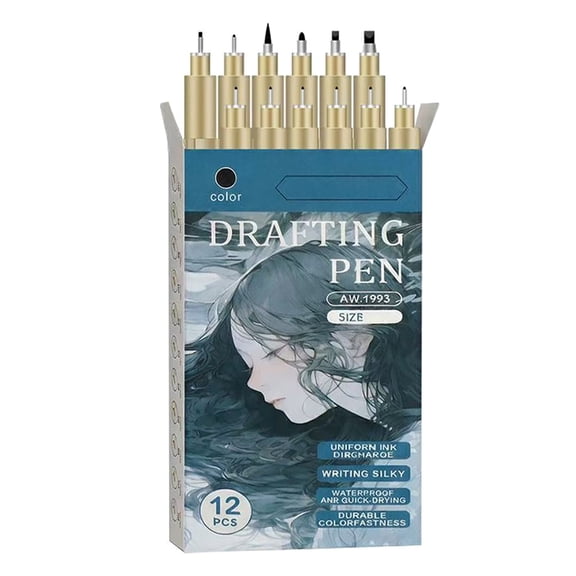 Set Of 12 Fine Tip Drawing Pens Markers For Artists With Smooth Flow Ink Ideal For Comics Artists And Precisions Work